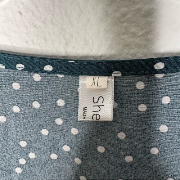 Sherosa‎ Dark Green and Polka Dot Tiered Peasant Mini Short Dress Womens Size XL - Picture 4 of 8